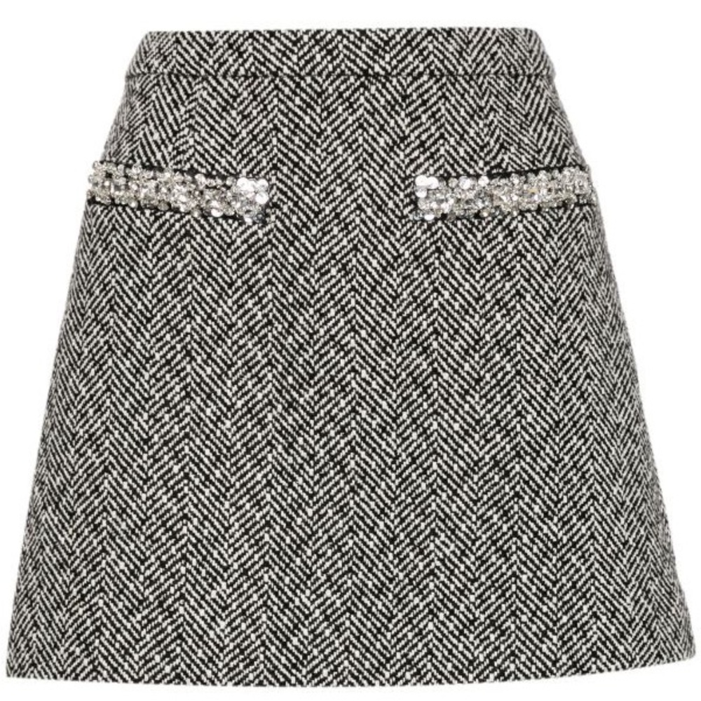 Self Portrait Herringbone Mini Skirt